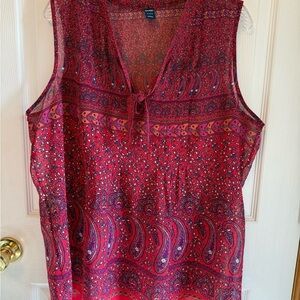 Old Navy Red Sleeveless Tie Front shear Blouse Size XL